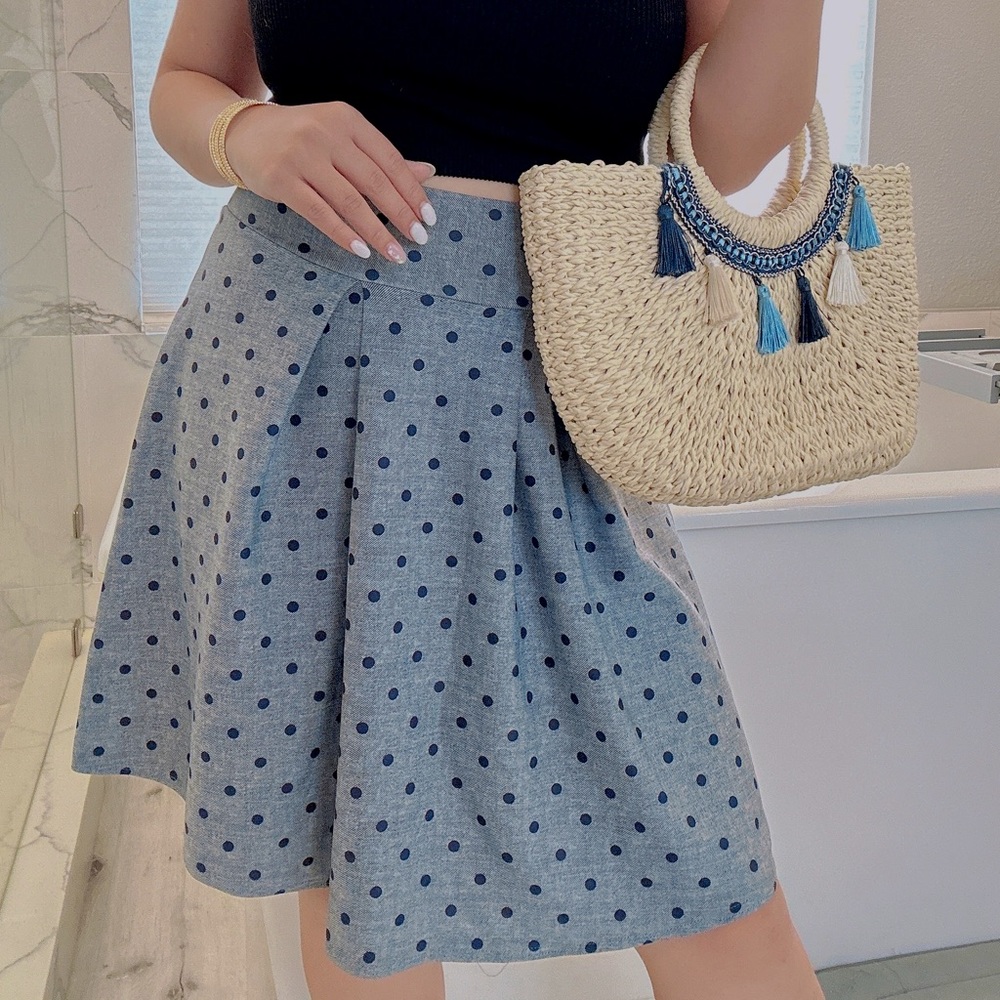 Super Soft Navy Blue Polka Dot Skirt